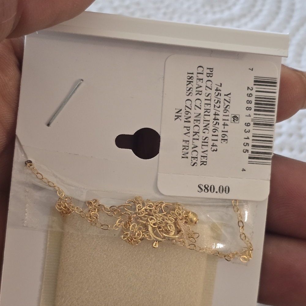 $80 Giani Bernini Gold Cubic Zirconia Neck Lace 18k Gold Over Sterlimg Silver - Picture 4 of 8